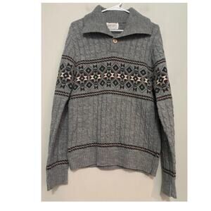 Vintage Lord Jeff Sweater Men's Small 100% Wintuk Orlon Fair Isle Cable Knit